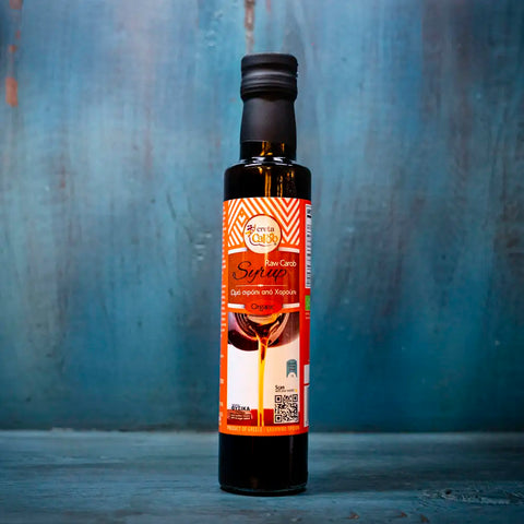 BIO Sirup in Rohkostqualität, präsentiert bei KRETA natürlich im blauen Regal. 
