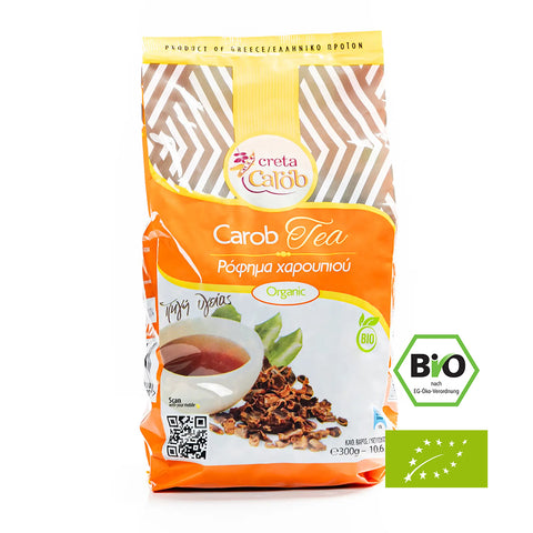 BIO Carob Tea – aromatischer Johannisbrot-Tee aus Kreta, traditionelle Spezialität mit natürlicher Süße.